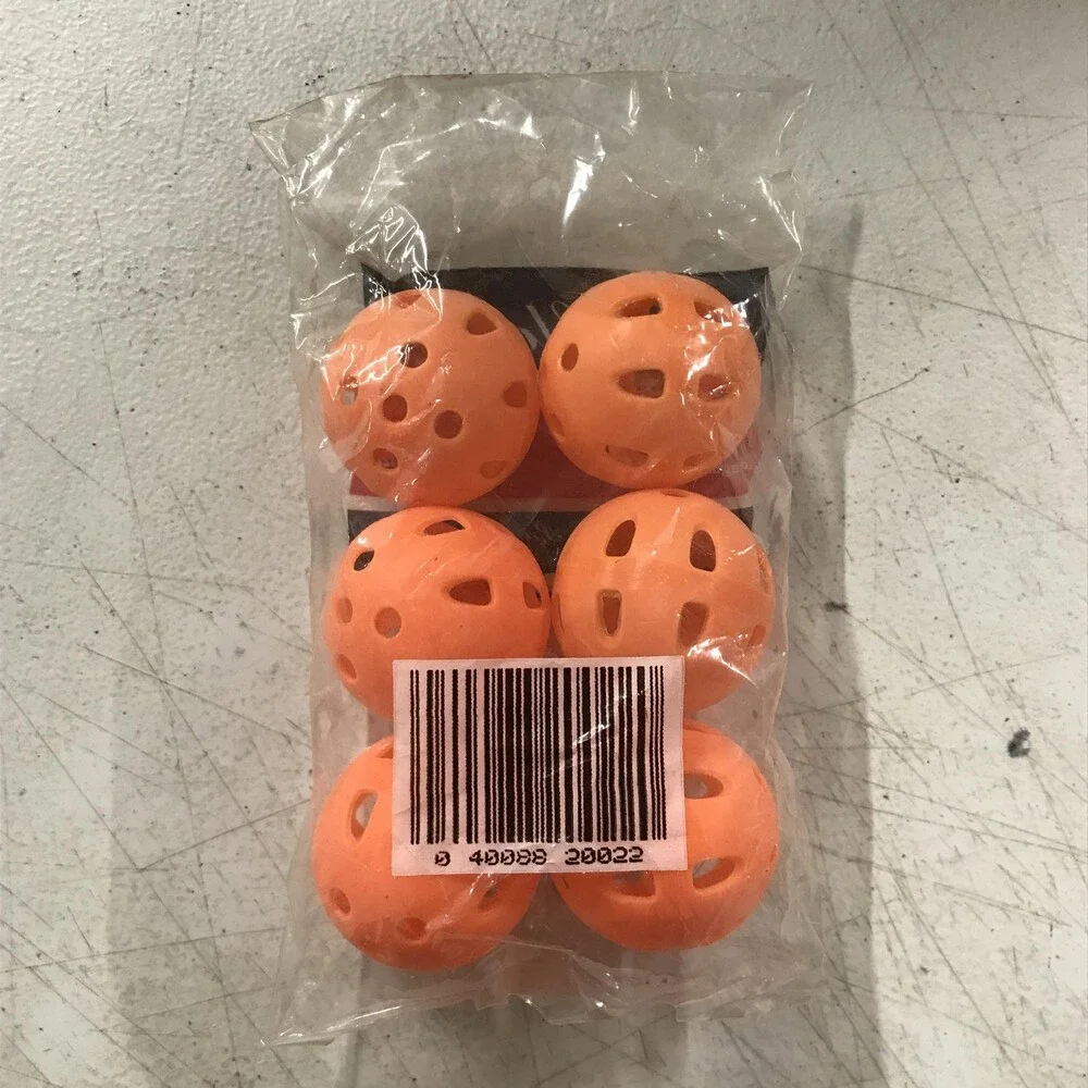 Vintage Baseball Practice Balls Orange Plastic Batting 6 Pack Pro Classic